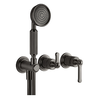 Gessi Venti20 Смеситель для душа, встраиваемый, с переключател, на 2 положения, с ручным душем и шлангом 150см., цвет: Black Metal Brushed PVD