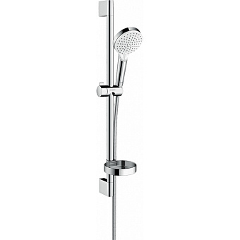 Hansgrohe Crometta Vario Unica Душевой набор: штанга 650mm, ручной душ 110, 2jet (Rain, IntenseRain), мыльница, шланг, цвет: белый/хром