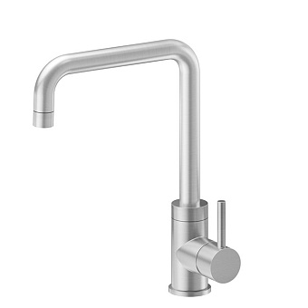 Newform Real Steel Смеситель для кухни, на 1 отв., квадратный излив, цвет: нержавеющая сталь