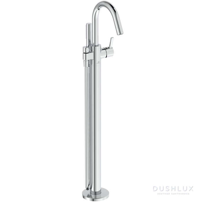 Фото Ideal Standard Joy Смеситель для ванны, напольный, с ручным душем Stick, шланг для душа Idealflex 125см., для монтажа с A6133NU, цвет: хром