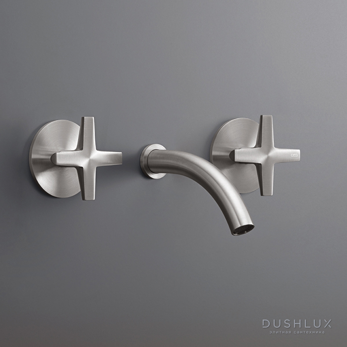 Фото CEA Design CROSS Смеситель для раковины, настенный, цвет: нержавеющая сталь