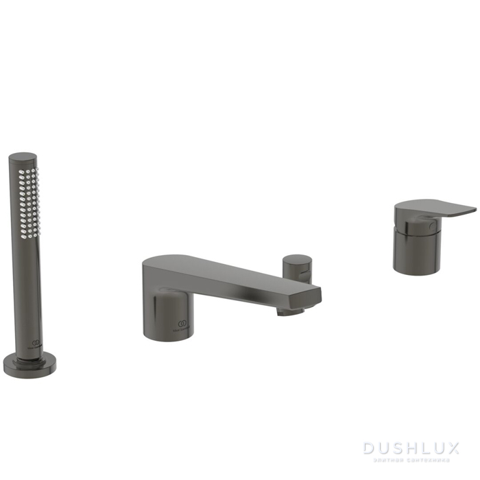 Фото Ideal Standard La Dolce Vita Смеситель для ванны, на 4 отв., с ручным душем, шланго для душа 175см., цвет: PVD Magnetic Grey