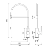 CEA Design MILO360 Смеситель для кухни, 1 отв., с вытяжным ручным душем и поворотным изливом, цвет: нержавеющая сталь/черный