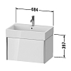 Duravit XViu Тумба подвесная 68.4x45.4x39.7см с раковиной, с 1 выдв ящик, цвет: walnut dark/черный матовый