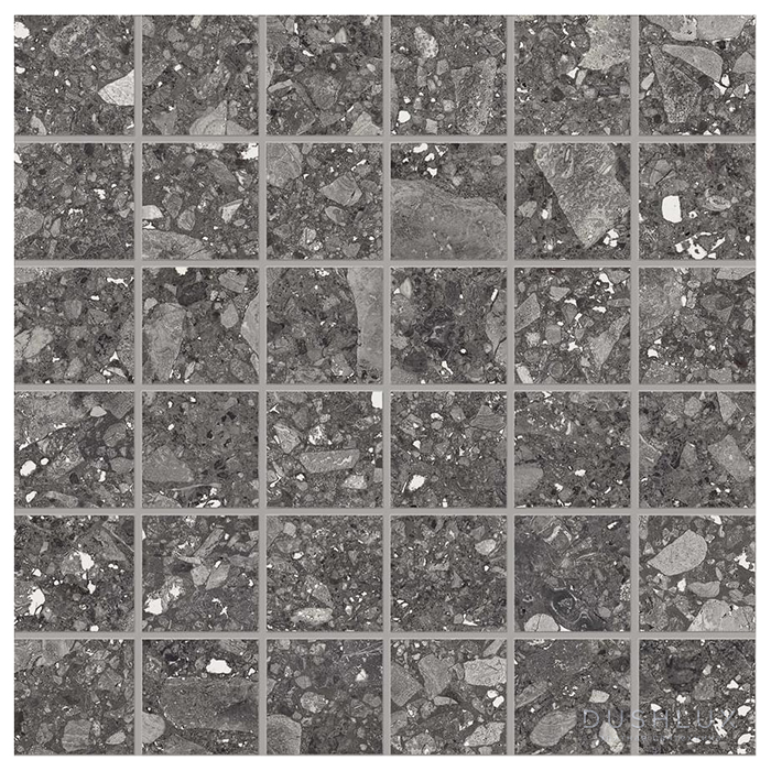 Фото Ergon Lombarda Керамогранит 30x30x0.95см, универсальная, неглазурованный, цвет: Mosaico Nero Lappato