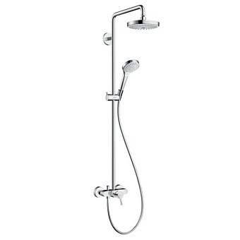 Hansgrohe Croma Select S Душевая система Showerpipe: верх.душ 180 2jet, ручн.душ, шланг, смеситель для душа, цвет: белый/хром