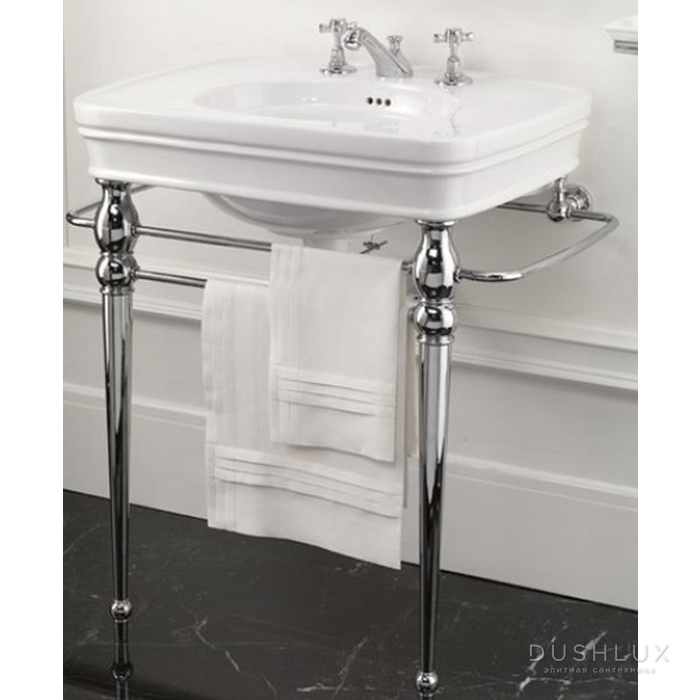 Фото Devon&Devon Rose Консоль напольная 80х57см, с раковиной, 1 отв., ножки хром, цвет: белый