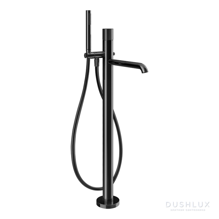 Фото Gessi Habito Diamantao Смеситель для ванны, напольный, с ручным душем, цвет: Black Metal PVD