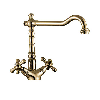 Emmevi Deco Old Смеситель для раковины (поворотный излив 23 см), без донного клапана, цвет: бронза