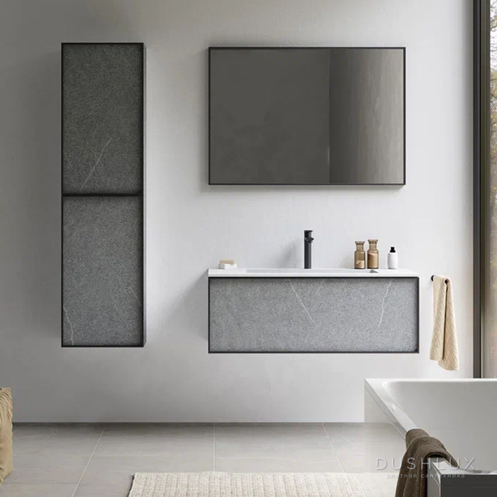Фото Verona Style Quadro Тумба подвесная с раковиной 80х50см, 1 выдв. ящик, LVS-панели, цвет: L14 Sardo grigio