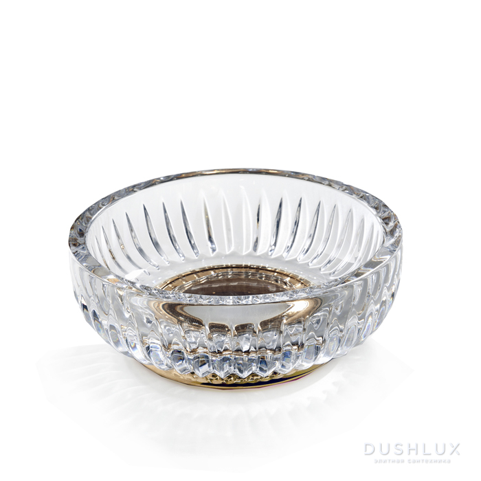 Фото 3SC Elegance Мыльница настольная d11,5хh4 см, цвет: прозрачный хрусталь/латунь сатинированная матовая