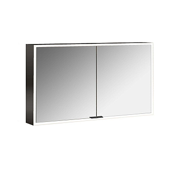 Emco Prime Зеркальный шкаф 120см., с подсветкой LED Facelift навесная модель, 2-дверки, IP 20, цвет черный зеркальная задняя стенка