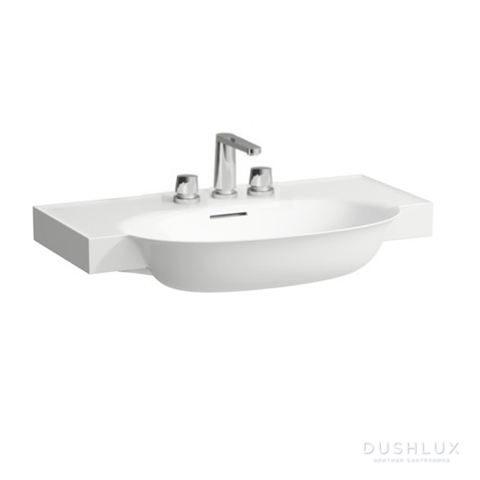 Фото Laufen New Classic Раковина накладная 80х48х7.5см, с 3 отв., с переливом, цвет: белый матовый
