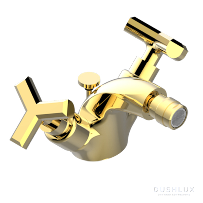 Фото THG Les Ondes Смеситель для биде, на 1 отв., с донным клапаном, цвет: Soft matt gold