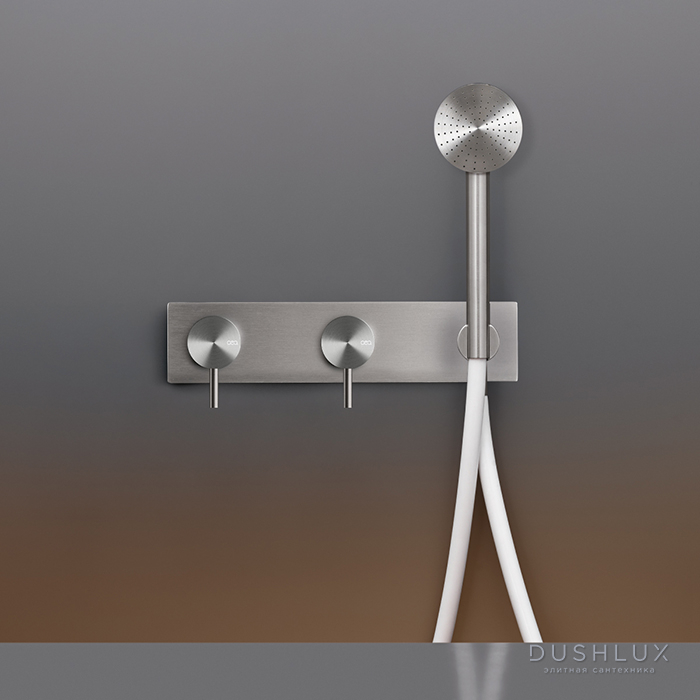 Фото CEA Design MILO360 Смеситель для ванны/душа, настенный, с ручным душем, цвет: нержавеющая сталь/белый