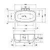 Duravit Aurena Ванна пристенная 160x103.5см., материал DuroCast Plus, сливной гарнитур, цвет: белый матовый