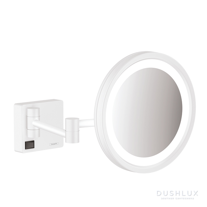 Фото Hansgrohe AddStoris Косметическое зеркало с LED подсветкой, цвет: матовый белый