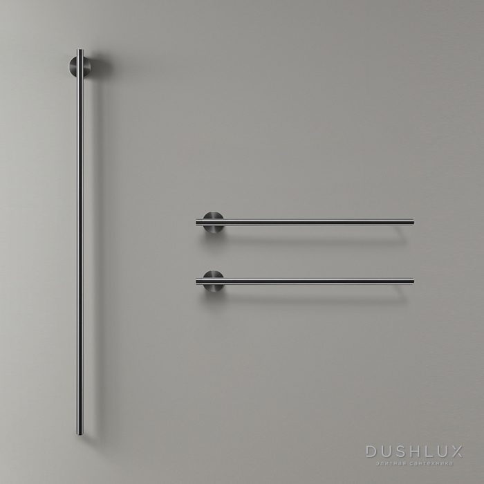 Фото CEA Design EQUILIBRIO Полотенцесушитель электрический, 1 трубка 106см, 2 трубки 58см, цвет: PVD черный сатинированный