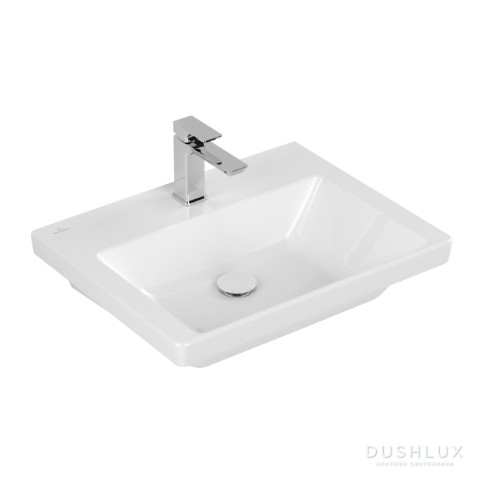 Фото Villeroy&Boch Subway 3.0 Раковина 60х47х16.5см., 1 отв., подвесная, с антигрязевым покрытием CeramicPlus, без перелива, цвет: альпийский белый
