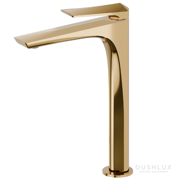 Фото Newform Delta Zero Смеситель для раковины, 1 отв., высокий, цвет: PVD glossy gold