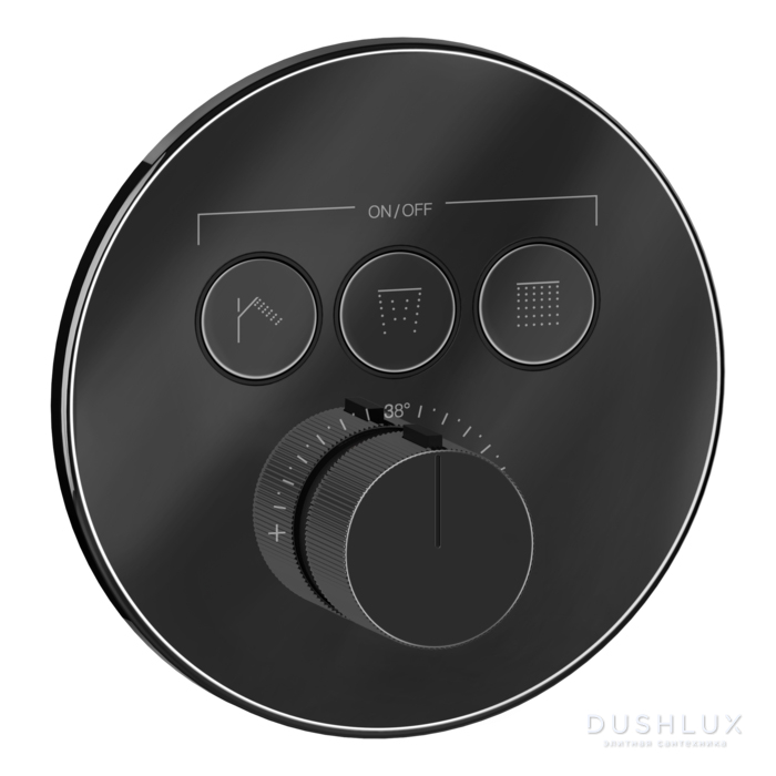 Фото Gessi Hi-Fi Comfort Смеситель для душа, встраиваемый, термостатический, с 3 запорными кнопками, цвет: Black Metal PVD