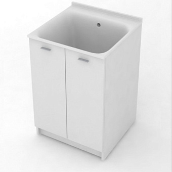 Kerasan Aquadom Комплект для постирочной 75x50см: база + раковина без отв. под смеситель +выпуск с сифоном, напольная, цвет: белый матовый