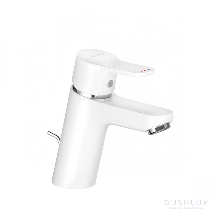 Фото Kludi Pure&Easy Смеситель для раковины, на 1 отв., c донным клапаном, цвет: белый