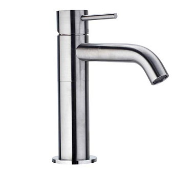 Bossini Inox Однорычажный Смеситель для раковины на 1 отв., из нержавеющей стали без донного клапана, цвет: Сатинированная нержавеющая сталь