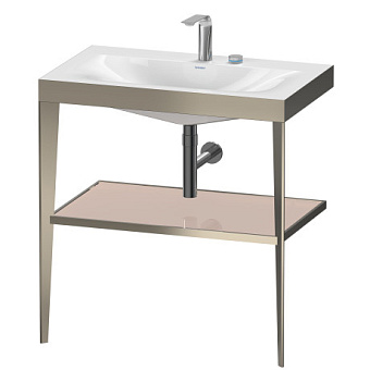 Duravit XViu Консоль напольная, 80x48x85см с полкой, с раковиной без перелива, 2 отв., цвет: champagne matt/crome