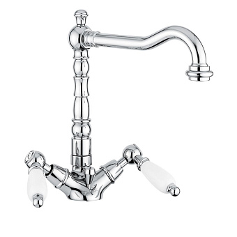 Emmevi Deco Ceramic Смеситель для раковины (излив 19 см), с донным клапаном, цвет: хром