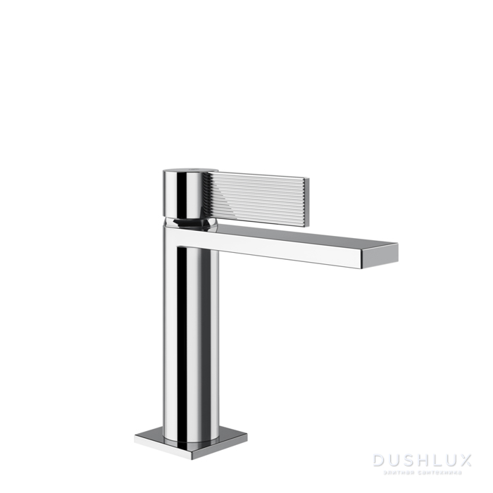 Фото Gessi Inverso Rigato Смеситель для раковины, 1 отв., с донным клапаном "Stop&Go", цвет: хром