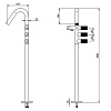 Treemme 22mm Смеситель для ванны, напольный, с ручным душем, цвет: нержавеющая сталь