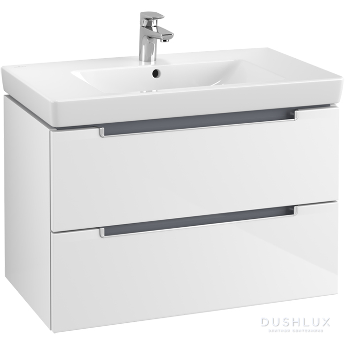 Фото Villeroy&Boch Subway 2.0, Тумба подвесная под раковину, 1 x коробка с аксессуарами 2, 2 выдвижных отделения, 78.7x52x44.9см.,