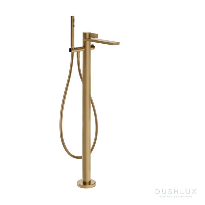Фото Gessi Inverso Diamantato Смеситель для ванны, напольный, с переключателем и ручным душем, цвет: Warm Bronze Br PVD