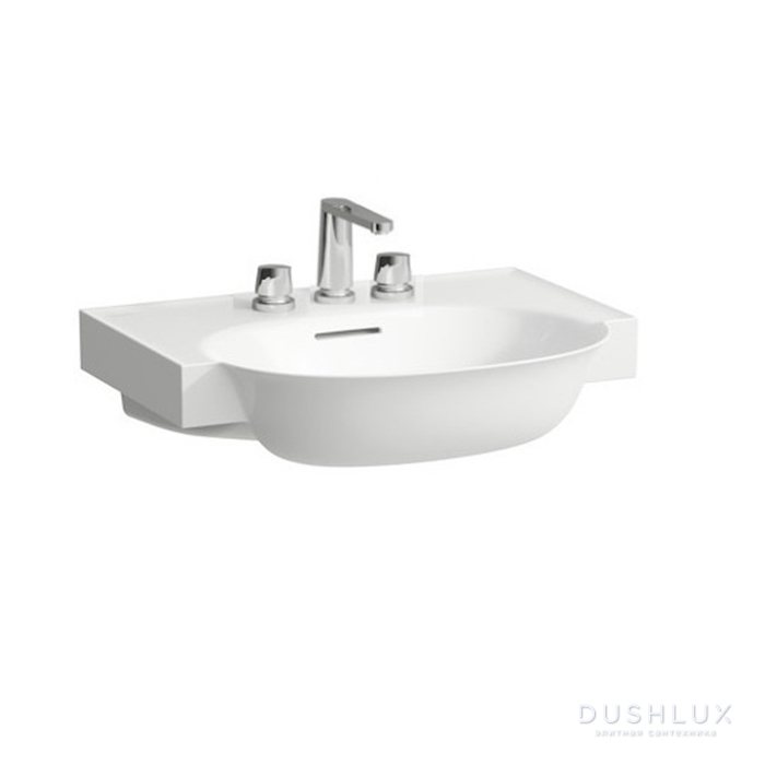 Фото Laufen New Classic Раковина накладная 60х48х7.5см., с 3 отв., с переливом, с покрытием Clean Coat LCC, цвет: белый