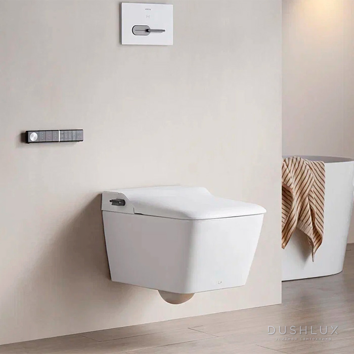 Фото Arrow Glacier Унитаз Smart 41x60см, с функцией биде, подвесной, безободковый, клавиша смыва, цвет: белый