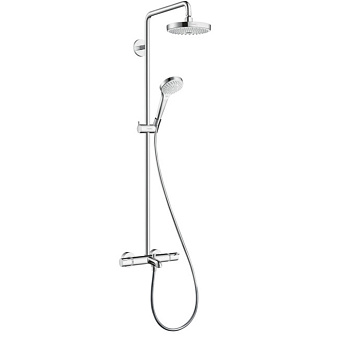 Hansgrohe Croma Select S Душевая система Showerpipe: верх.душ 180 2jet, ручн.душ, шланг, термостат для душа, цвет: белый/хром