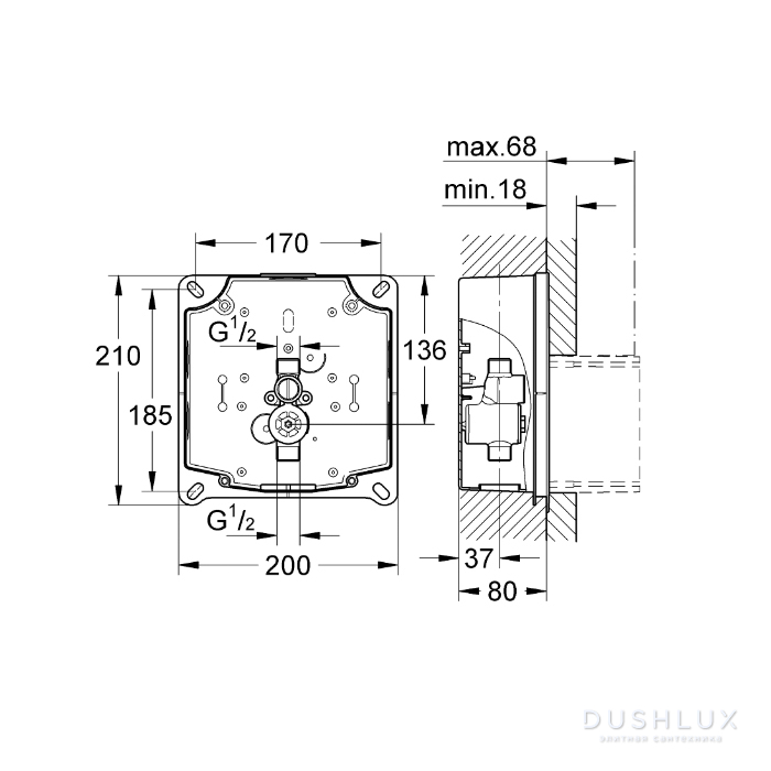 Grohe Rapido U Скрытая часть смесителя для писсуара, цвет: синий ...