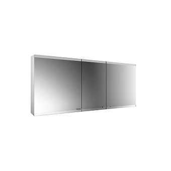 EMCO Evo Зеркальный шкаф 160x70см., с подсветкой, навесной, 3 двери, 4 полки, розетка, цвет: алюминий