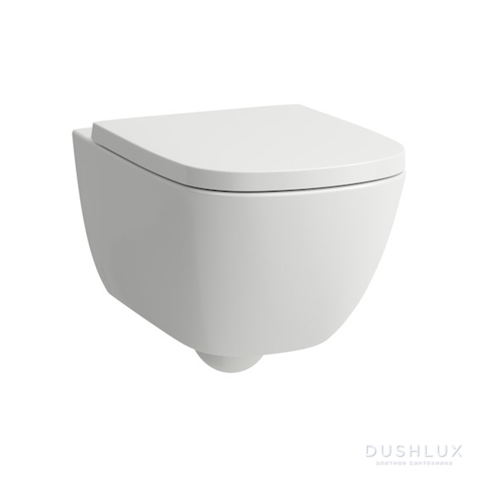 Фото Laufen Palomba Унитаз 54х36х26.5см., подвесной, безободковый, смыв Rimless, сиденье микролифт, цвет: белый матовый