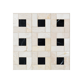Devon&Devon Elite Плитка из натурального камня 60x60см, универсальная, мрамор, elite 4, цвет: crema marfil/black marquinha