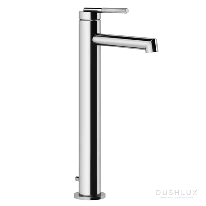 Фото Gessi Ingranaggio Смеситель для раковины высокий, излив короткий. С донным клапаном и соединительными шлангами, цвет: хром