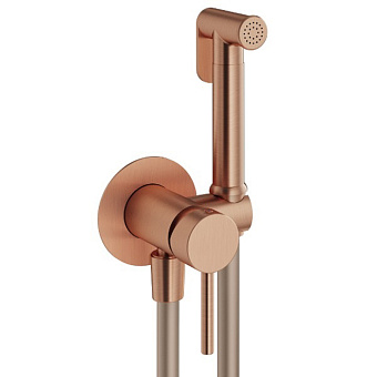 Plumberia Selection IXO Гигиенический душ со смесителем, держателем и шлангом PVC 125см., цвет: медь брашированная