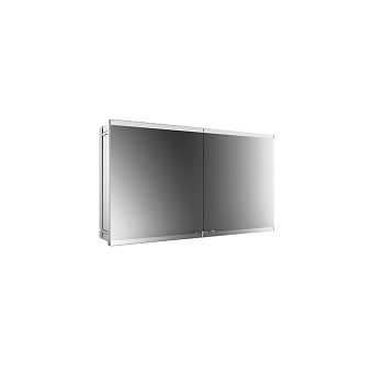 EMCO Evo Зеркальный шкаф 120x70см., с подсветкой, встраиваемый, 2 двери, 2 полки, розетка, цвет: алюминий