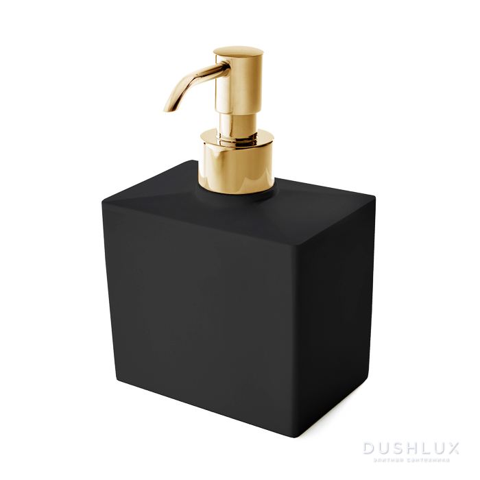 Фото 3SC Mood Black Дозатор настольный, композит Solid Surface, цвет: чёрный матовый/золото 24к.