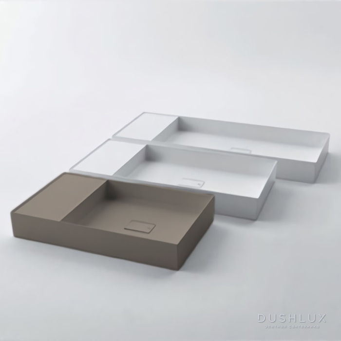 Фото Falper Quattro.Zero Раковина 80x45x12 см, без отв., накладная, цвет: Pavillon grey