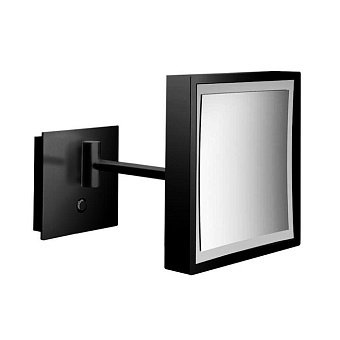 EMCO Pure Зеркало косметическое, подвесное, LED, 203x203мм, одинарный, 3x кратное увеличение, цвет: черный