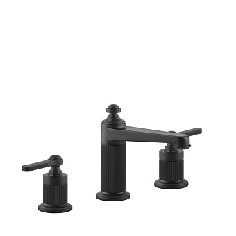 Gessi Venti20 Смеситель для раковины на 3 отверстия, высота излива 98 мм., в комплекте с донным клапаном, цвет: черный