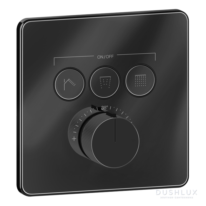 Фото Gessi Hi-Fi Comfort Смеситель для душа, встраиваемый, термостатический, с 3 запорными кнопками, цвет: Black Metal PVD