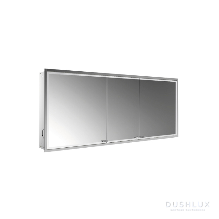 Фото EMCO Prestige2 Зеркальный шкаф 66x161.5см., встраиваемый, LED-подсветка, 3 двери, 4 полки, розетка, без EMCO light system
